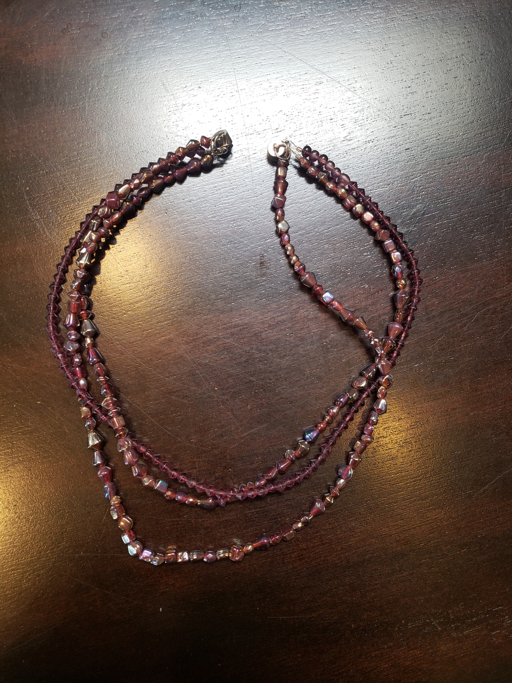 Handmade Garnet-Tone Multi-Strand Beaded Necklace - Women Jewelry